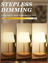 Kakanuo Cordless Shower Lamp Waterproof, Cordless Lamp with 4000mAh Battery, Rechargeable Table Lamp, Touch Dimmable Desk Light for Outdoor, Kitchen, Bathroom, Camping, Patio, IP54
