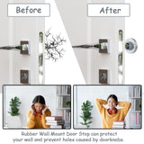 6pcs Concave Wall Door Bumper Stop Gray Rubber Wall Mount Door stoppers Silver Stainless Round Door Knb Stop Protector Prevent Door Handle Damage Shield Walls, Easy to Install (Grey)