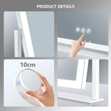 Gvnkvn Lighted Makeup Mirror, 17.3"x13" Hollywood Vanity Mirror with Led Lights, Three Color Lighting Modes, and 5X Magnification Mirror, Smart Touch Control, 360°Rotation (White, Gift Box)