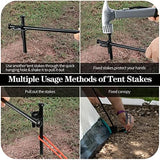 Forged Steel Tent Stakes, 8/16pcs, Heavy Duty ,10in and 12in Camping Hammer Set + Storage Pouch, Available in Rocky Place Dessert Snowfield and Grassland
