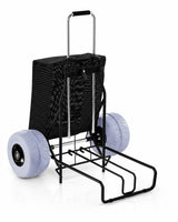 PYY Beach Cart for Sand - Foldable Wagon Dolly Buggy with Big Large Balloon Wheels, 200 LBS Capacity, 9" Rolling Tires, Collapsible Storage Bag for Outdoor Camping Shopping Fishing Gray