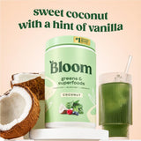 Bloom Nutrition Superfood Greens Powder, Digestive Enzymes with Probiotics and Prebiotics, Gut Health, Bloating Relief for Women, Chlorella, Green Juice Mix with Beet Root Powder, 60 SVG, Coconut
