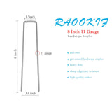 RAOOKIF 8 Inch Galvanized Garden Landscape Staples, 20/50/100/200Pcs Garden Metal Stakes, 11 Gauge Heavy Duty Ground Stakes for Decoration, Fence, Lawn, Fabric Pins