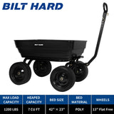 BILT HARD 7 Cu Ft Poly Garden Dump Cart 1200 lbs with No Flat Tires, Quick Release, 2-in-1 Convertible Handle, Dump Wagon Heavy Duty for Yard, Outdoor