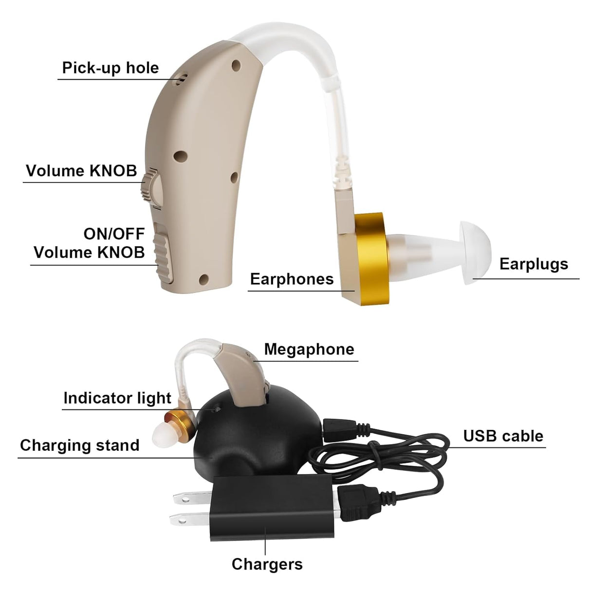 Hearing Amplifier, Hearing Aids for Seniors Use Rechargeable with Noise Cancelling, Digital Hearing Aids for Adults Mild to Moderate Hearing Loss - All Accessories Included