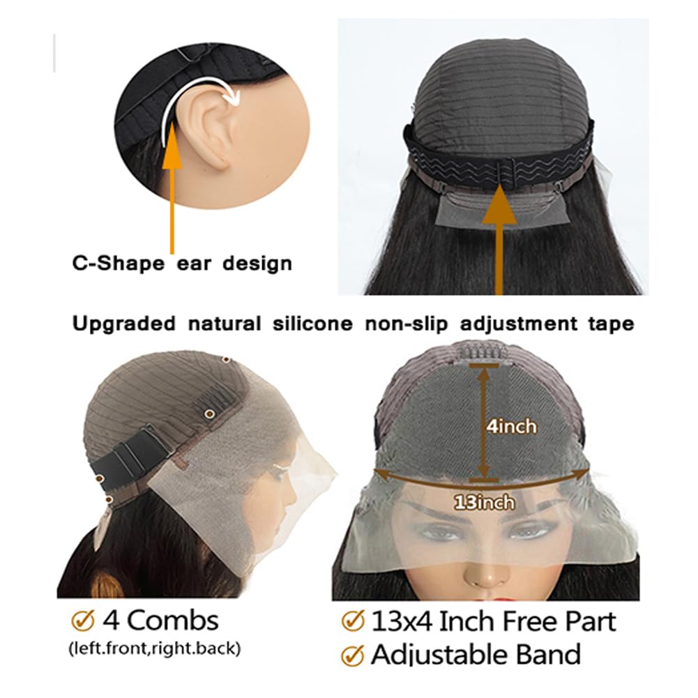 BestFun FB/27 Balayage Highlight Lace Front Wig Human Hair Pre Plucked 220% Density 24 Inch 13x4 HD Lace Brazilian Virgin Human Hair Body Wave Wig Ombre Glusless Wigs for Women Natural Hairline