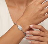 TURQ N TAUPE 925 Sterling Silver Bead Station Bracelet for Women - everyday wear gift for her 7.5 inches - Rosary Bracelet