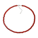 Kakikaki Beaded Natural Red Agate 6MM Round Beads Choker Necklace for Women