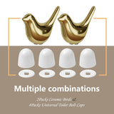 MENNTY 2Packs Ceramic Gold Birds Toilet Bolt Caps & 4Packs Universal Toilet Bolt Covers, Bathroom Decorative Toilet Floor Screw Cover Caps Easy Installation