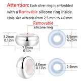 LAMOONY Clip Stopper Charms Sterling Silver Rondelle Spacer Bead for Bracelets (Silver) (Silver-4pcs)