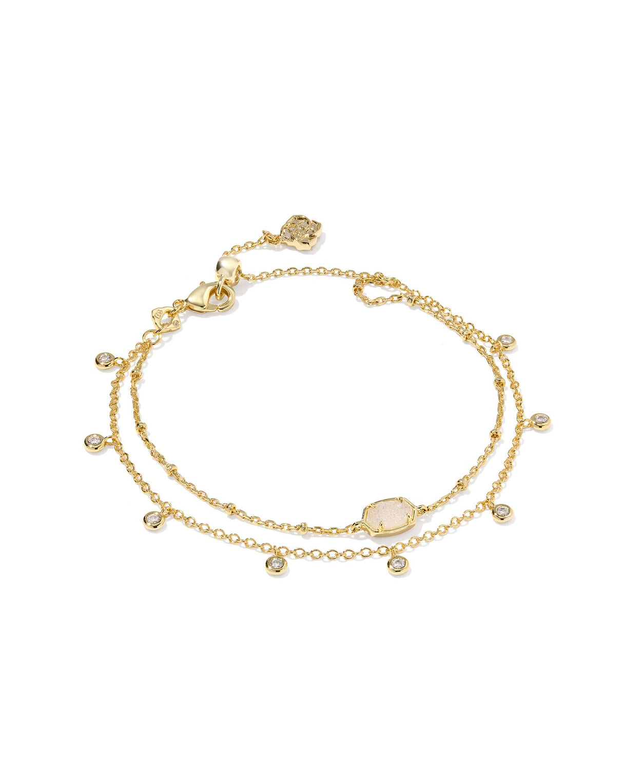 Kendra Scott Emilie Crystal Multi Strand Bracelet in Iridescent Drusy, 14k Gold Plated Brass, Fashion Jewelry for Women