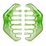 Geiserailie 2 Pieces Jade Combs Massage Stone Hair Gua Sha Scraping Scalp Comb Facial Massage Tool Multifunctional Handheld Head Tools Head Caring Therapy Mother's Day Gift(Elegant Style)