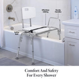 Sliding Shower Transfer Bench Transfer Bench For Bathtub Shower Chair For Inside Shower Shower Chair For Elderly And Disabled Adjustable Height Shower Bench Holds Weight Up To 400 Lbs FSA/HSA Eligible