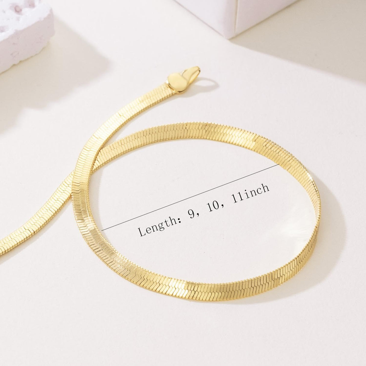 Simlayton 14K Gold Anklets for Women 14K Gold Ankle Bracelets for Women Snake Anklet Bracelets for Womens Glow with Soft Understated Sheen Herringbone Anklet for Womens