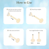 limerencia ASTM F136 Threadless Push in Titanium Earrings,Hypoallergenic Flat Back Cubic Zirconia G23 18G 6mm 8mm Body Piercing Studs for Cartilage Helix Tragus Conch(a pair)