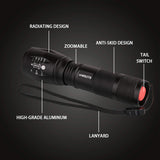 JARDLITE LED Emergency Handheld Flashlight, 4 Pack, Adjustable Focus, Water Resistant with 5 Modes, Best Tactical Torch for Hurricane, Camping, Dog Walking