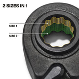 KLEIN TOOLS 68214 4-in-1 Reversible Ratchet Wrench, Box Wrench, SAE Hex Sizes 1/4, 5/16, 3/8, and 7/16-Inch, 90-Tooth Ratchet, Pass-Through Design