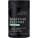 Sports Research Digestive Enzymes with Probiotics & Ginger - Plant Based for Dairy, Protein, Sugar & Carbs - Non-GMO Verified & Vegan Friendly (90 Veggie Capsules)