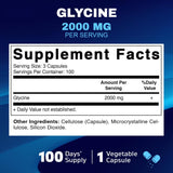Vitamatic Glycine Supplement, 2000mg Per Serving, 300 Count, Non-GMO, Gluten Free