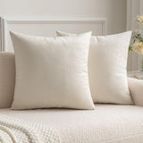 MIULEE Pack of 2 Velvet Pillow Covers Christmas Decorative Square Pillowcase Soft Solid Cream White Cushion Case for Spring Couch Sofa Bedroom Car 22x22 Inch 55x55 cm