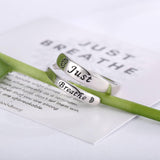 oGoodsunj Sterling Silver Just Breathe Ring for Women: Inspirational Encouragement Rings Adjustable I Am Fearless Motivational Jewelry Gift (Just Breathe)