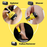 Gorilla Technique 3-in-1 Epilator, Wet & Dry Facial & Body Hair Removal Device, Cordless Rechargeable Electric Tweezers & Shaver & Callus Remover for Women & Men, One, Black & Yellow