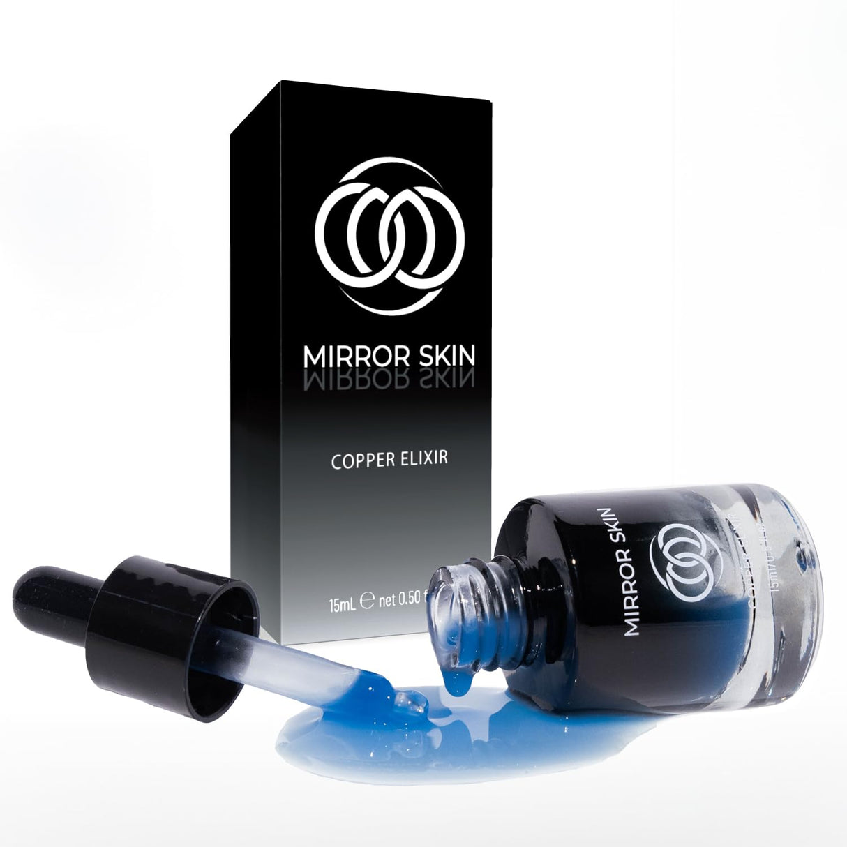 MIRROR SKIN - Copper Peptides Face Serum - Boost Collagen & Cell Renewal - Firm, Tone & Glow - Shea Butter, Witch Hazel & Apple Stem Cells - Facial Skin Care Products, Beauty & Self Care - (.5 fl oz)