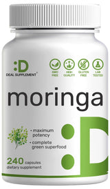 Moringa Capsules 9,000mg Herbal Equivalent, 240 Capsules – 4 Month Supply – Maximum Potency Pure Moringa Leaf Extract – Complete Green Superfood Supplement for Energy, Skin & Immune Health Support