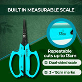 Saboten Japanese Harvesting Shears, Magnetic Springless, Fine-Tip Angled Blade, Fluorine-Coated Steel, Non-Slip Grip, Safety Lock, Made in Japan (Turquoise)
