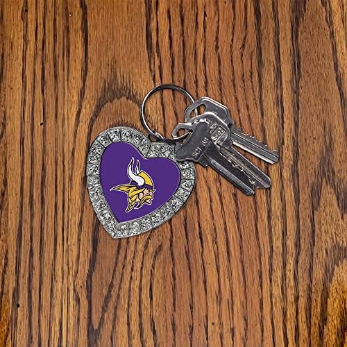 Rico Industries NFL Football Rhinestone Heart Keychain - Great Accessory