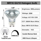 Vinaco GU10 Halogen 50W Bulbs, 6PCS GU10+C 120V 50W Halogen Light Bulbs, GU 10 Dimmable, Warm White, High Brightness MR16 with Glass Cover, Long Lifespan GU 10 50 W for Recessed Track Lighting