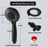 Shower Head with Handheld, Briout 5-Settings Showerhead High Pressure Powerful Water Spray Shower Head with Stainless Steel Hose and Adjustable Mount, Matte Black