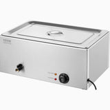 VEVOR Commercial Food Warmer, 1 Pan 24QT Electric Steam Table, 1200W Professional Countertop Stainless Steel Buffet Bain Marie with 86-185°F Temp Control for Catering and Restaurants, Silver