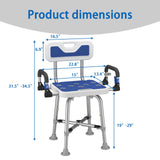 Shower Chair with Arms and Back for Seniors Elderly Handicap Disabled Or Bariatric Adults Heavy Duty 500 Lbs Adjustable Stool Bench Seat for Inside Shower Stall and Bathroom Bath Tub Chairs