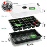 24XL Cell Seed Starter Tray with Dome, 5-Pack 2" Plug Seedling Trays (Total 120 Cells), Plant Germination Tray with Humidity Vented Lid and Base, Mini Propagator Plant Greenhouse for Seed Growing