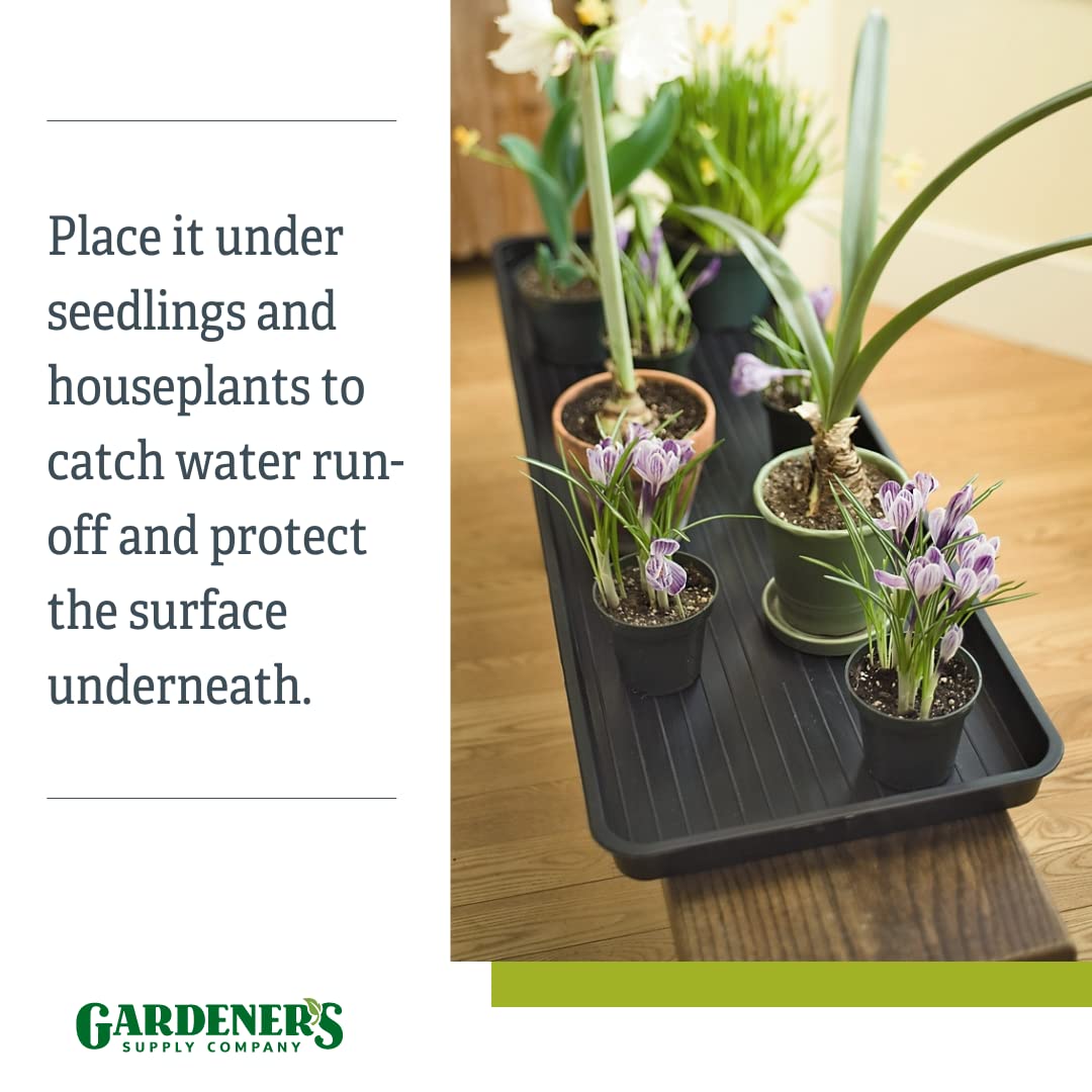 Gardeners Supply Company Large Plant Tray | Multi-use Durable Big Plastic Tray for Indoor & Outdoor Plants, Seed Starting Tray & Potted Succulents, Flowers | 46-1/2"L x 15-1/2"W x 2" Deep - Black