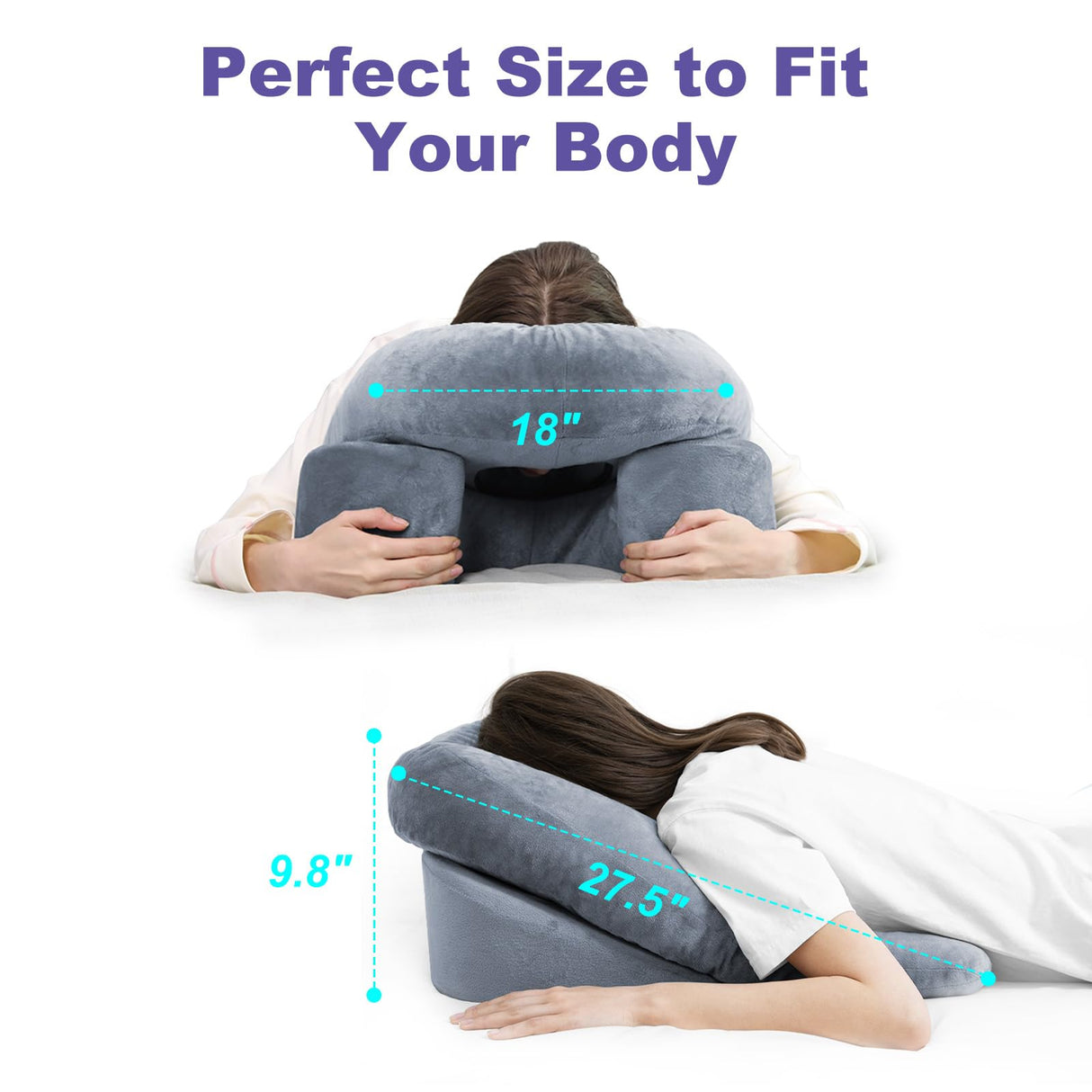 HOMCA Face Down Pillow After Eye Surgery - Home Massage Pillow Face Down for Bed, BBL Pillow After Surgery Stomach Sleeping Pillow with Shredded Memory Foam and Removable Cover