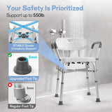 TABEKE Shower Chair for Inside Shower, FSA/HSA Eligible 500lb Compact Shower Chair with Backrest & Padded Armrest, Height Adjustable Shower Bench W.Suction Cups, Shower Seat for Elderly and Disabled