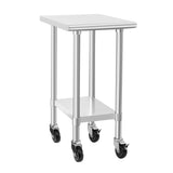 HARDURA Stainless Steel Commercial Table Prep & Work Table with Casters Heavy Duty Metal Table with Wheels NSF 430 24×18 Inches
