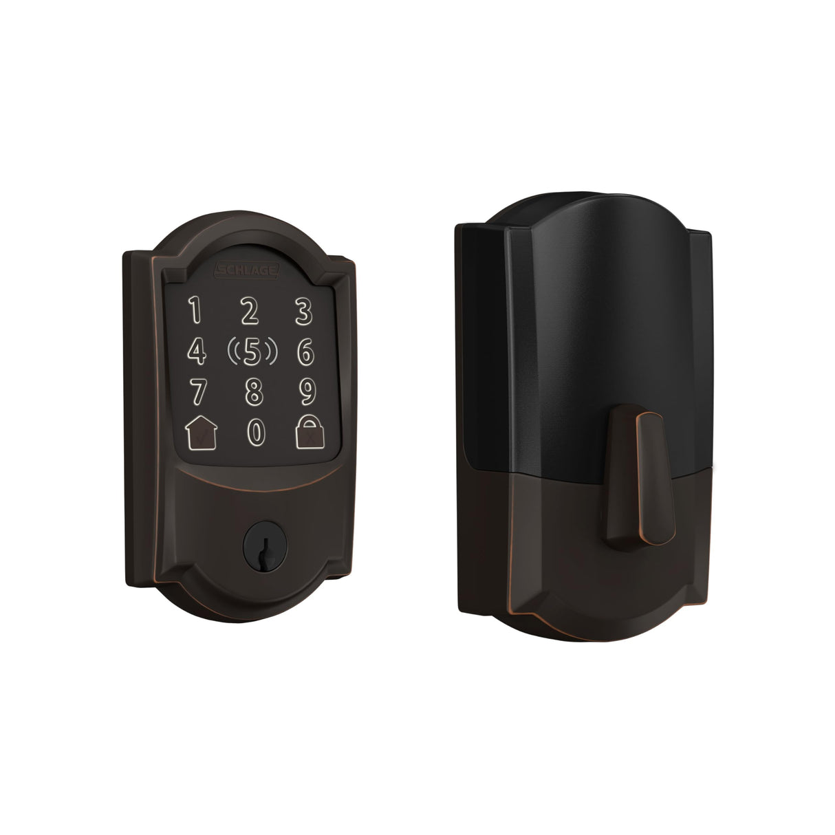 Schlage Encode Plus Smart Wi-Fi Lock for Front Door, Keyless Entry Deadbolt, Unlock with Apple Watch, Built-in WiFi and App Control, Easy Install, Alexa & Apple HomeKit Compatible, Aged Bronze