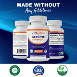 Vitamatic Glycine Supplement, 2000mg Per Serving, 300 Count, Non-GMO, Gluten Free