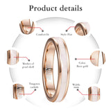 Vakki Women's Tungsten Wedding Band, Pearl Inlay, 4mm-Rose Gold, Size 5