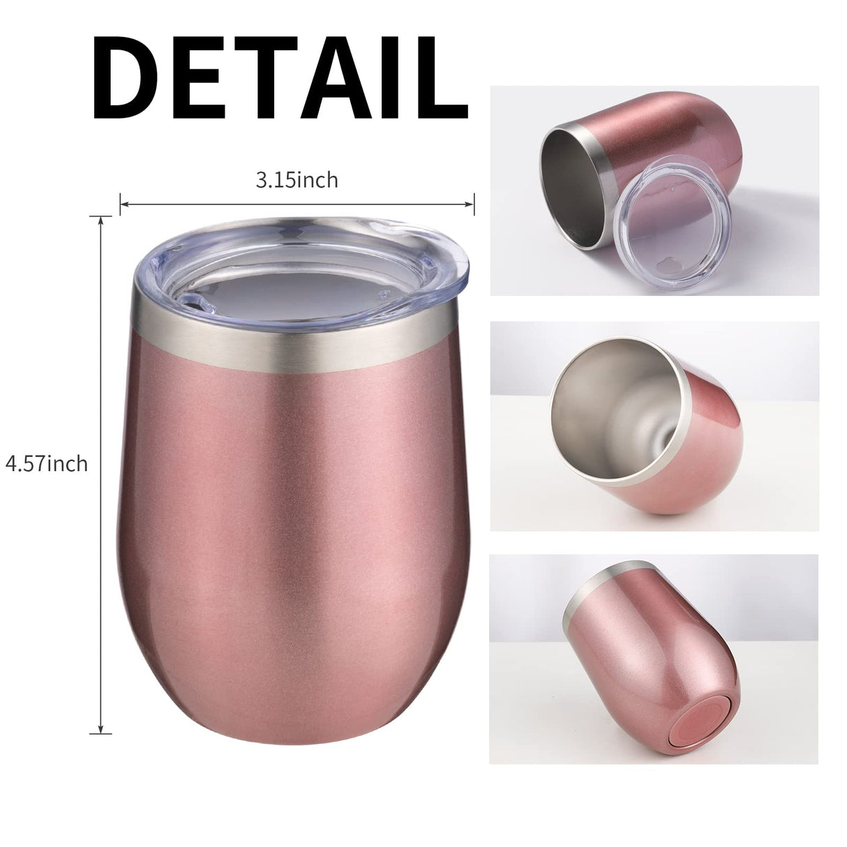 12oz/4 Pack Wine Tumbler Glasses with Lid Stemless Double Wall Vacuum Stainless Steel Travel Tumbler Keeping Cold & Hot for Wine,Coffee,Cocktails,Christmas Drinks-Family and Gifts(Multi color-bright)