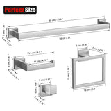 10-Pieces Brushed Nickel Bathroom Accessories Set, 23.6 Inch Bath Towel Bar Set, Stainless Steel Bathroom Hardware Set, Towel Racks for Bathroom Wall Mounted.