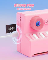 Kids Camera Instant Print Pink: HODDRCCN 32G Instant Print Camera for Kids -1080P HD - Christmas Birthday for Girls Age 3-12 - Ideal Toy for 3 4 5 6 7 8 9 10 11 12 Girls Boys