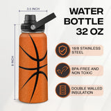 Basketball Water Bottle 32oz Stainless Steel Insulated Bottles for Men Women Sports Lovers Fan Players Coach - Basketball Gifts for Birthday Christmas
