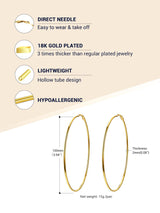 18K Gold Plated Hoop Earrings for Women Statement Jewelry Circle Round Earrings