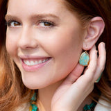 Barse Agave Genuine Blue Turquoise Drop Earrings, Golden Bronze, 1.5-Inch