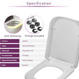 Go Bathrooms White Square Soft Close Quick Release Heavy Duty Toilet Seat