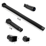 plusgutter 16.5ft Long Gutter Downspout Extensions Flexible, 4" Diameter Drain Downspout Extender, Down Spout Drain Extender for Rainwater Drainage, Extendable from 3.4ft to 16.5ft(1Pack Black)